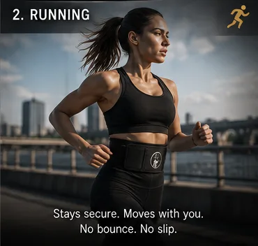 Running — stays secure, moves with you, no bounce, no slip